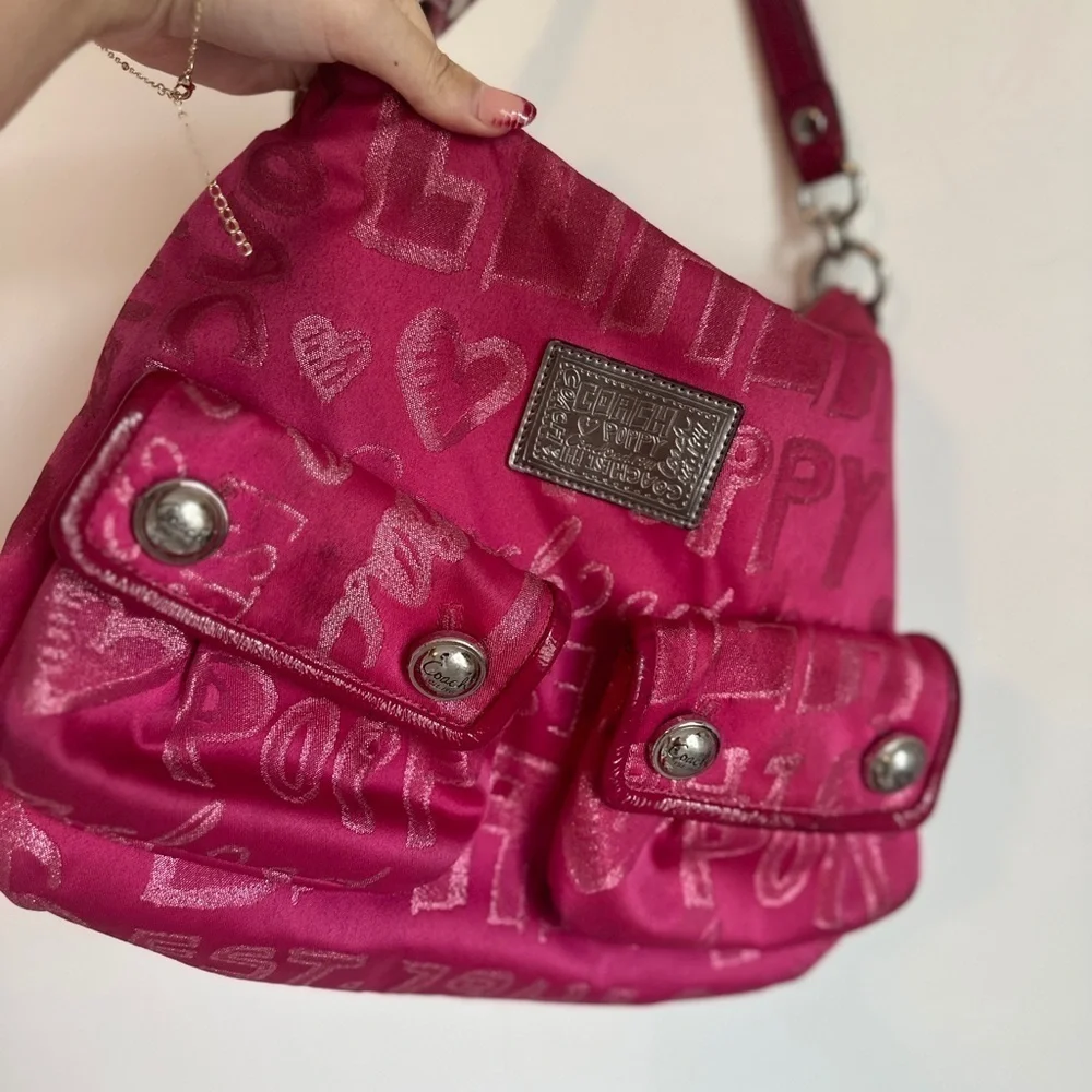 Glam Hot Pink Coach x Poppy Tote Purse - Picture 7 of 7